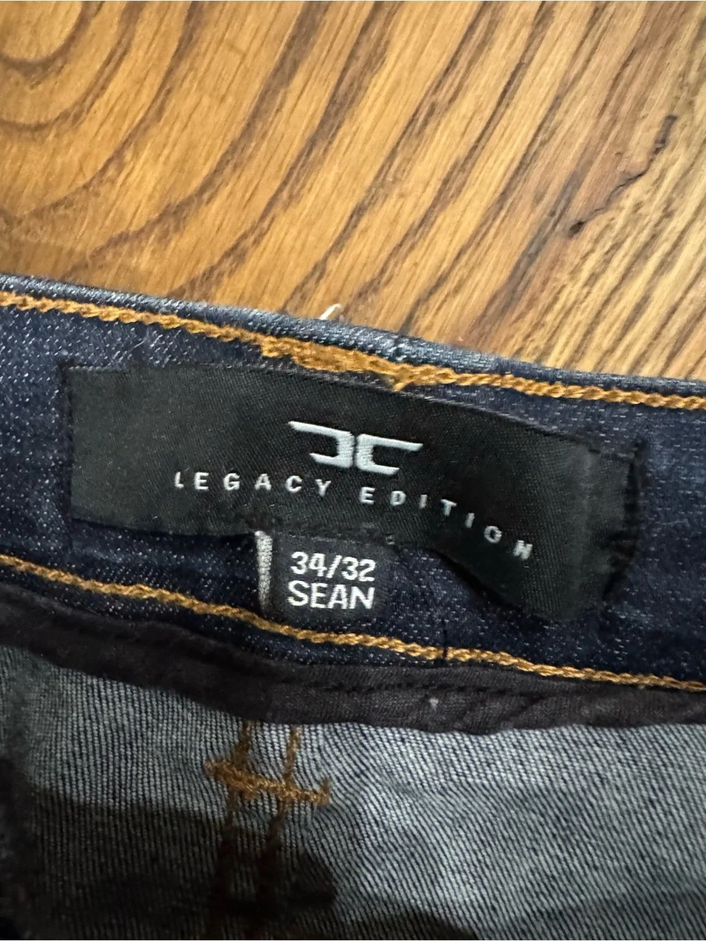 Jordan Craig Men’s Dark Blue Denim Jeans with Leather Patch